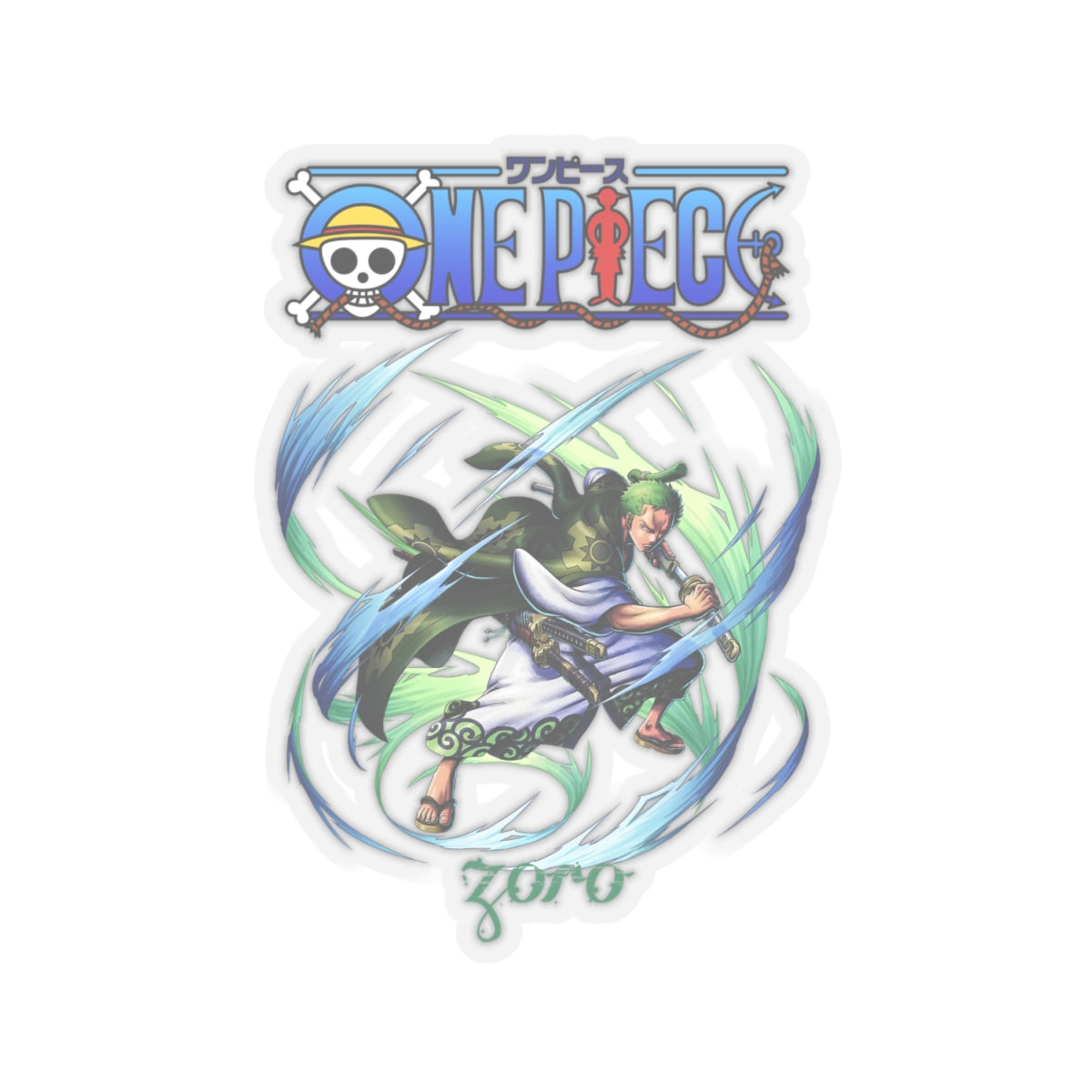 Roronoa Zoro Kiss-Cut Vinyl Sticker – Iconic One Piece Design