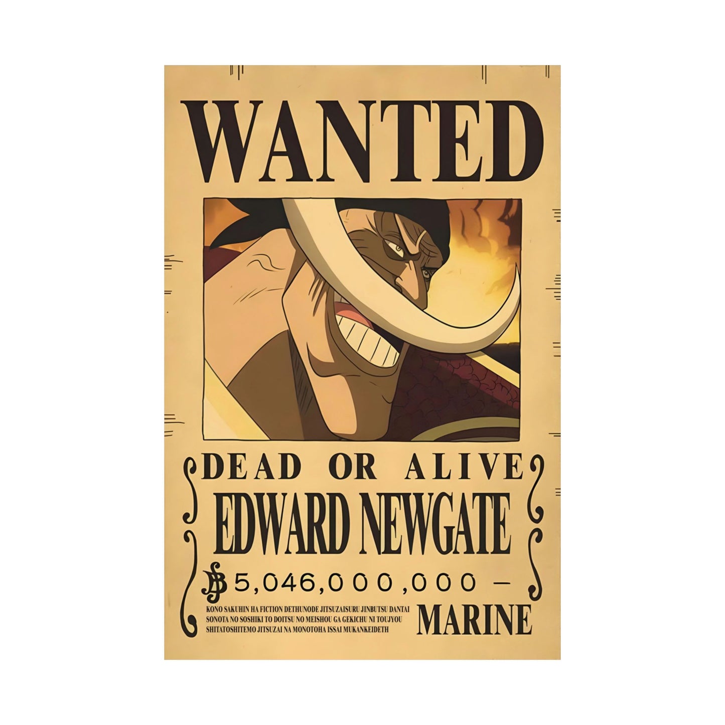 One Piece Edward Newgate Wanted Poster - Premium Matte Art Print