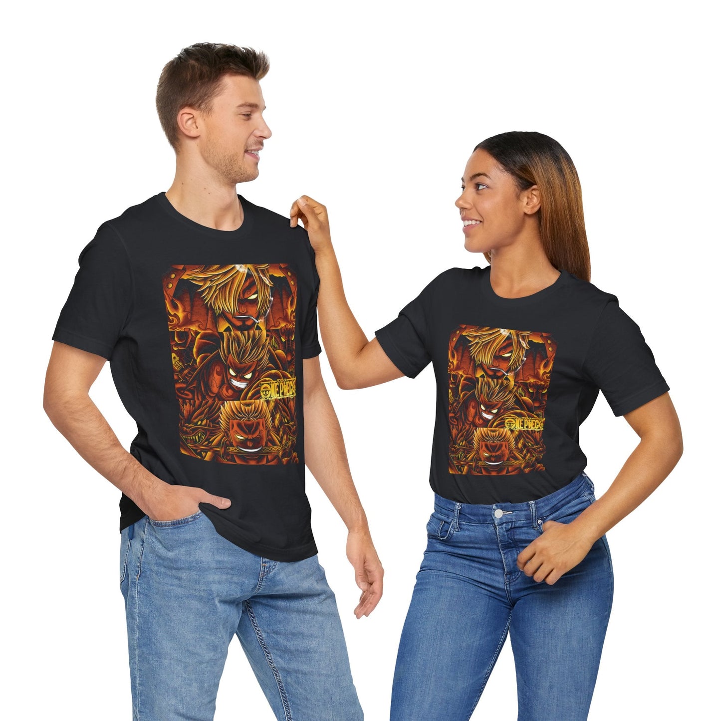 One Piece Fiery Heroes Tee – Straw Hats Graphic T-Shirt Printify
