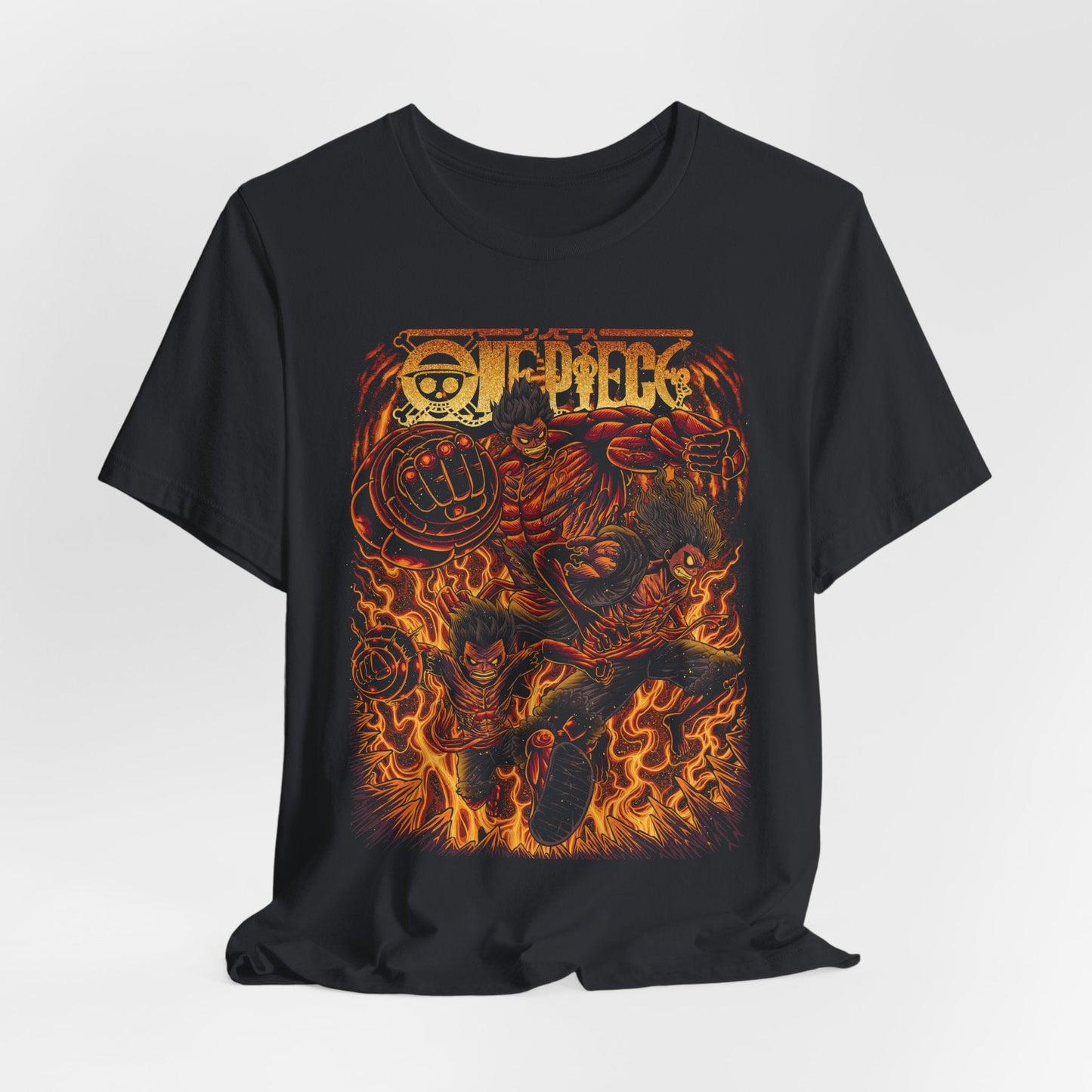 Luffy Gear 4 Evolution Tee – One Piece Boundman, Tankman & Snakeman T-Shirt Printify