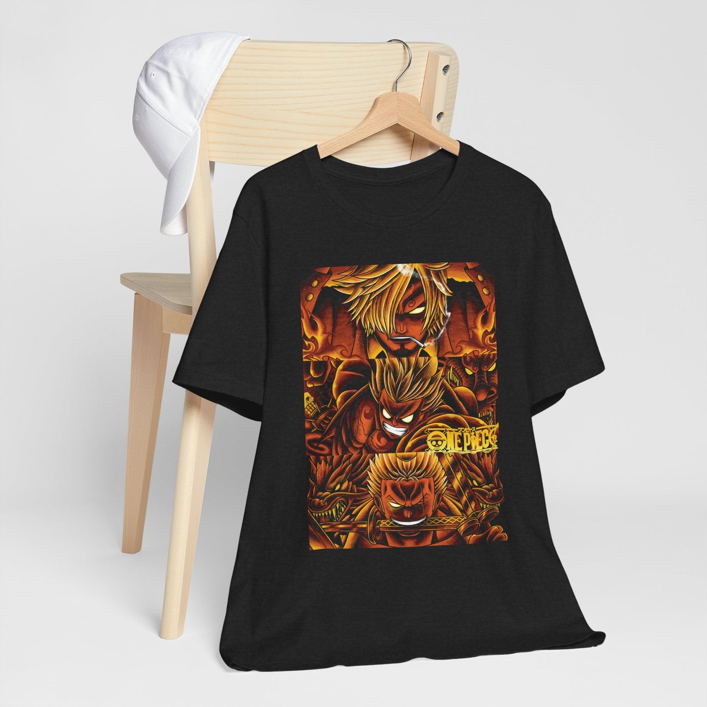 One Piece Fiery Heroes Tee – Straw Hats Graphic T-Shirt Printify