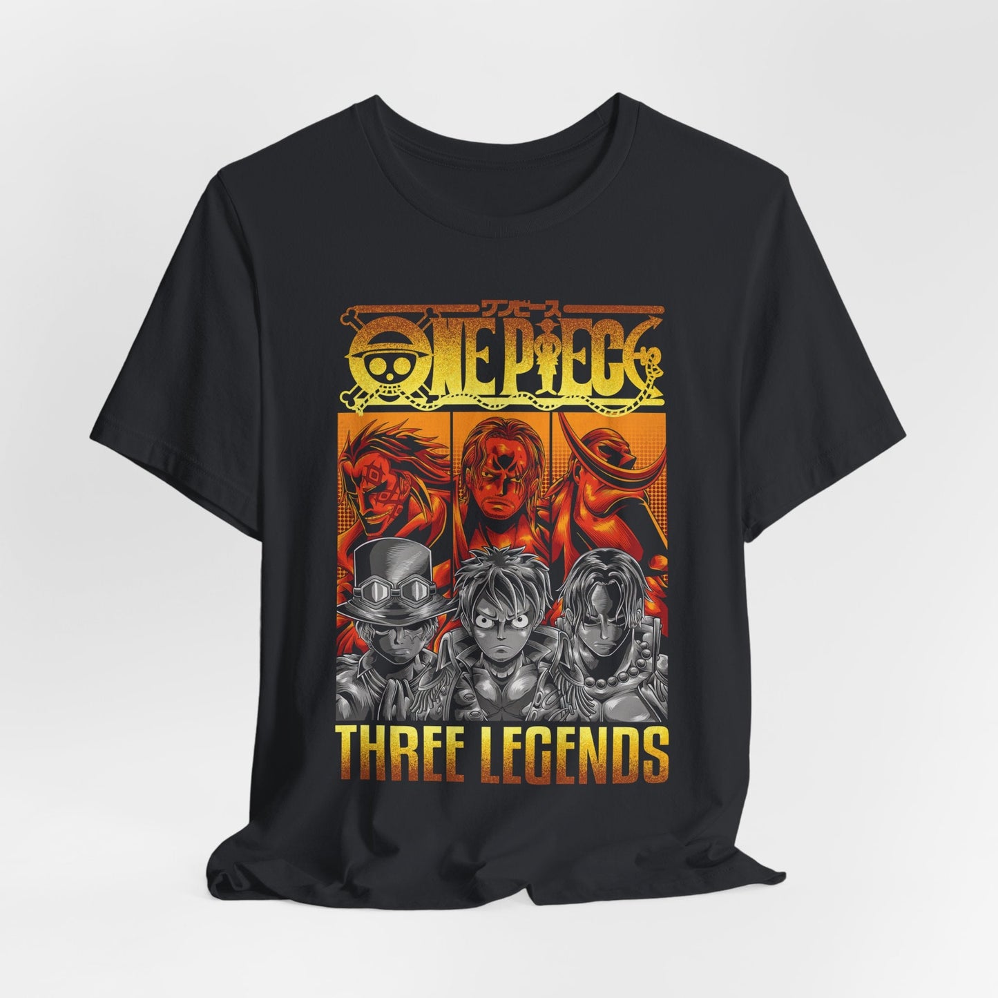 One Piece Three Legends Tee – Luffy, Ace & Sabo Graphic T-Shirt Printify