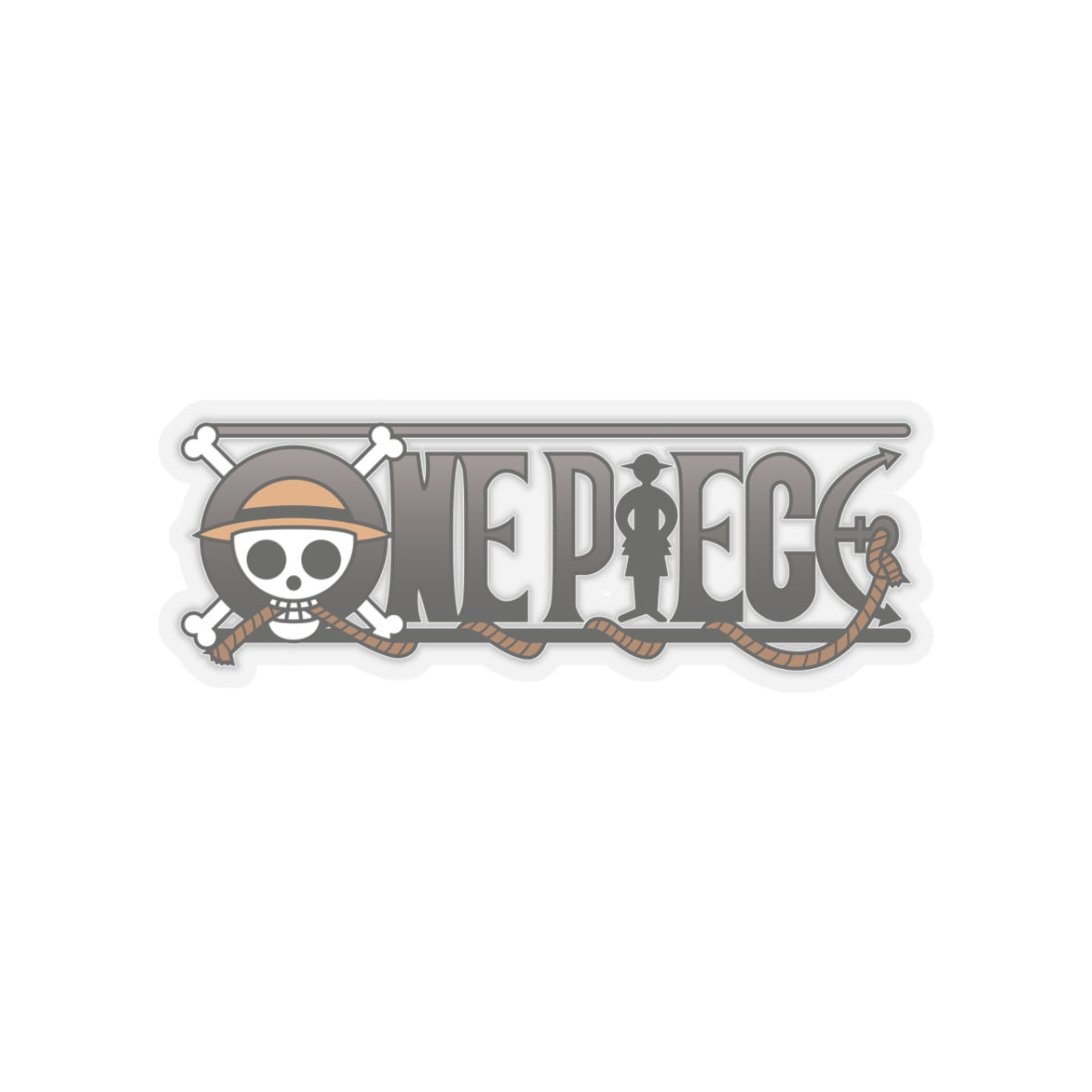 One Piece Logo Kiss-Cut Sticker – Classic Monochrome Design