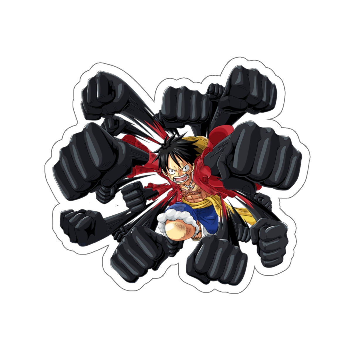 Luffy Gear Second Action Kiss-Cut Sticker – Explosive Power Unleashed