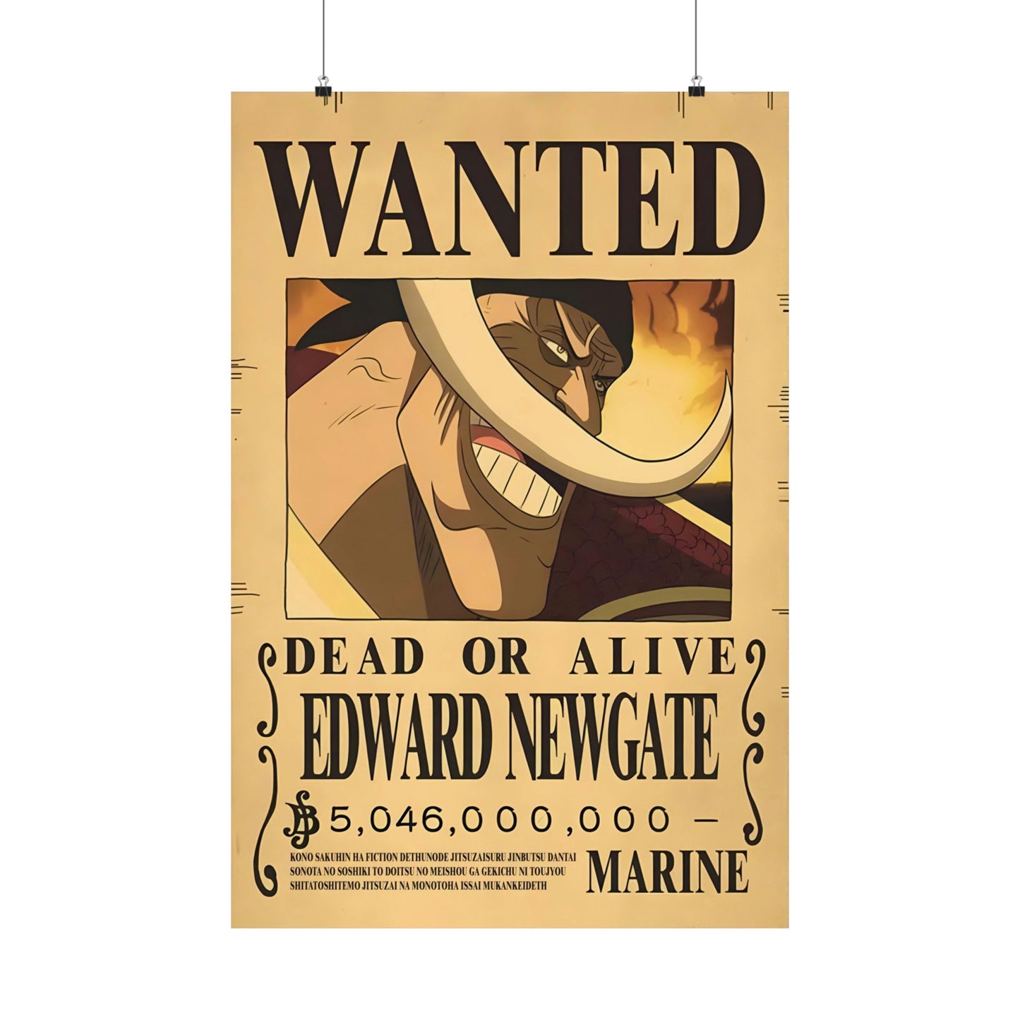 One Piece Edward Newgate Wanted Poster - Premium Matte Art Print