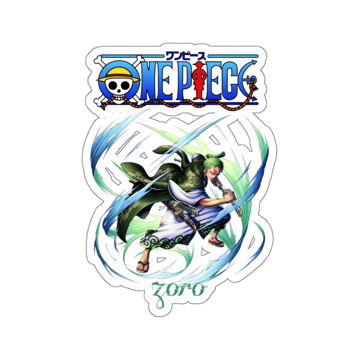 Roronoa Zoro Kiss-Cut Vinyl Sticker – Iconic One Piece Design