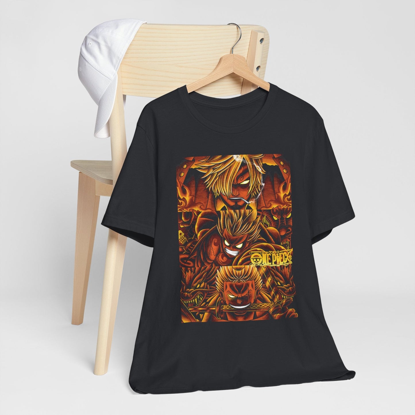 One Piece Fiery Heroes Tee – Straw Hats Graphic T-Shirt Printify