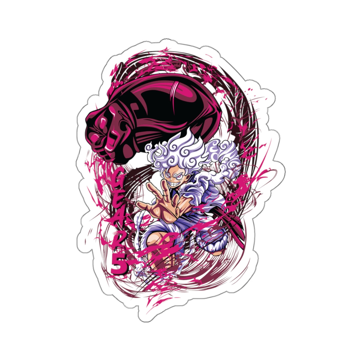 Monkey D. Luffy Gear 4 & Gear 5 One Piece Kiss-Cut Sticker – Ultimate Power Combo