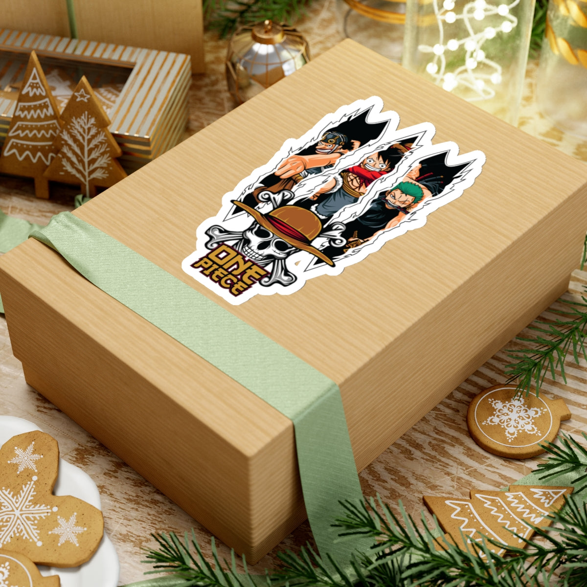 One Piece Trio Kiss-Cut Sticker – Luffy, Zoro & Usopp in Action
