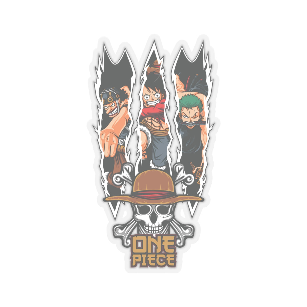 One Piece Trio Kiss-Cut Sticker – Luffy, Zoro & Usopp in Action