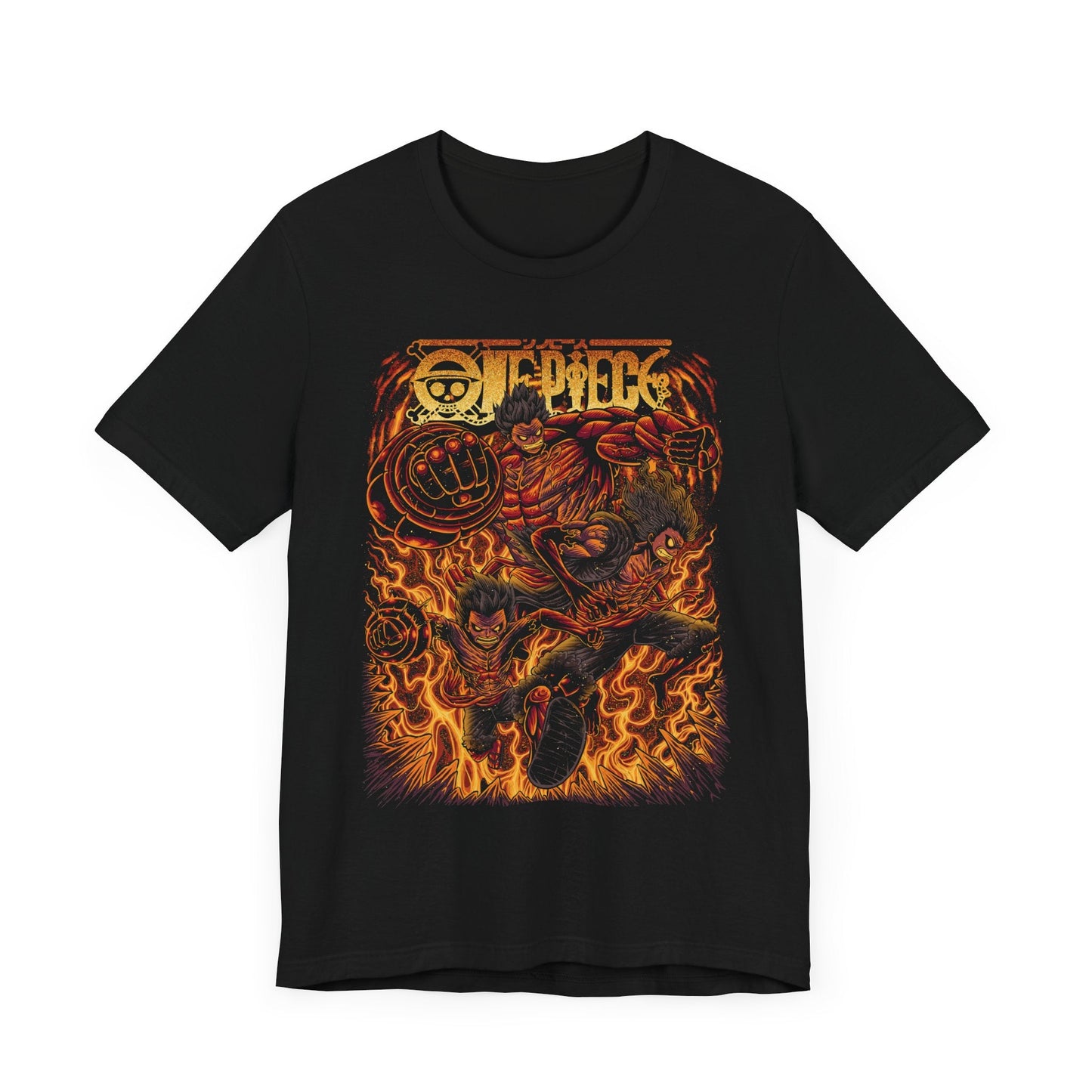 Luffy Gear 4 Evolution Tee – One Piece Boundman, Tankman & Snakeman T-Shirt Printify