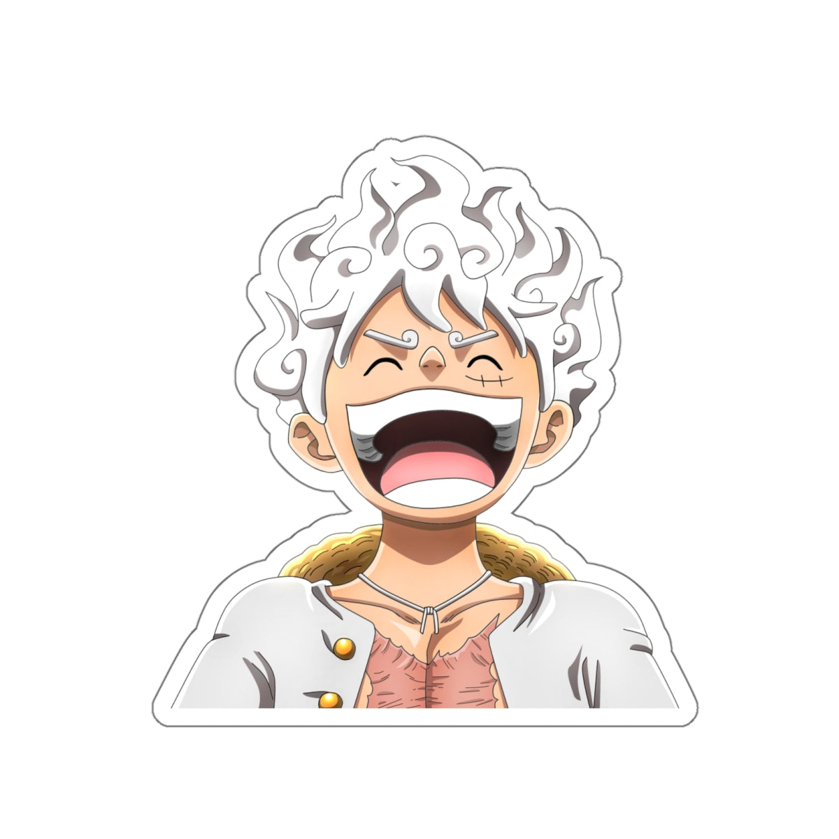 Luffy Gear 5 Joyful Expression Kiss-Cut Sticker – Embrace the Fun
