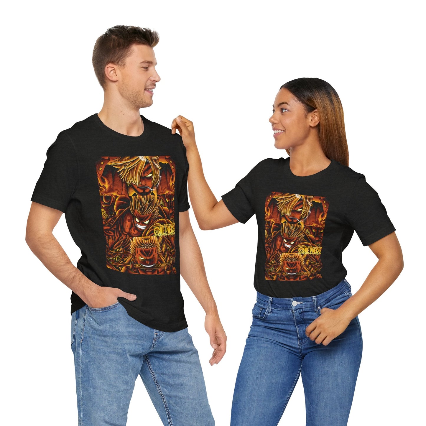 One Piece Fiery Heroes Tee – Straw Hats Graphic T-Shirt Printify