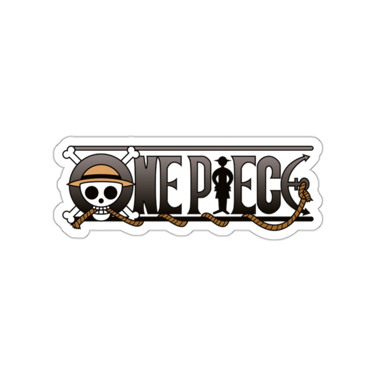 One Piece Logo Kiss-Cut Sticker – Classic Monochrome Design