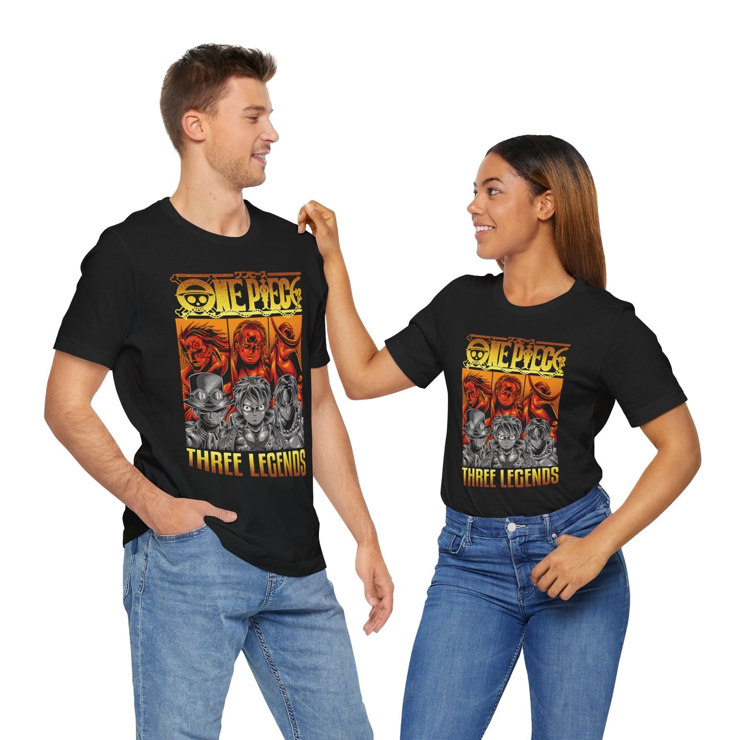 One Piece Three Legends Tee – Luffy, Ace & Sabo Graphic T-Shirt Printify