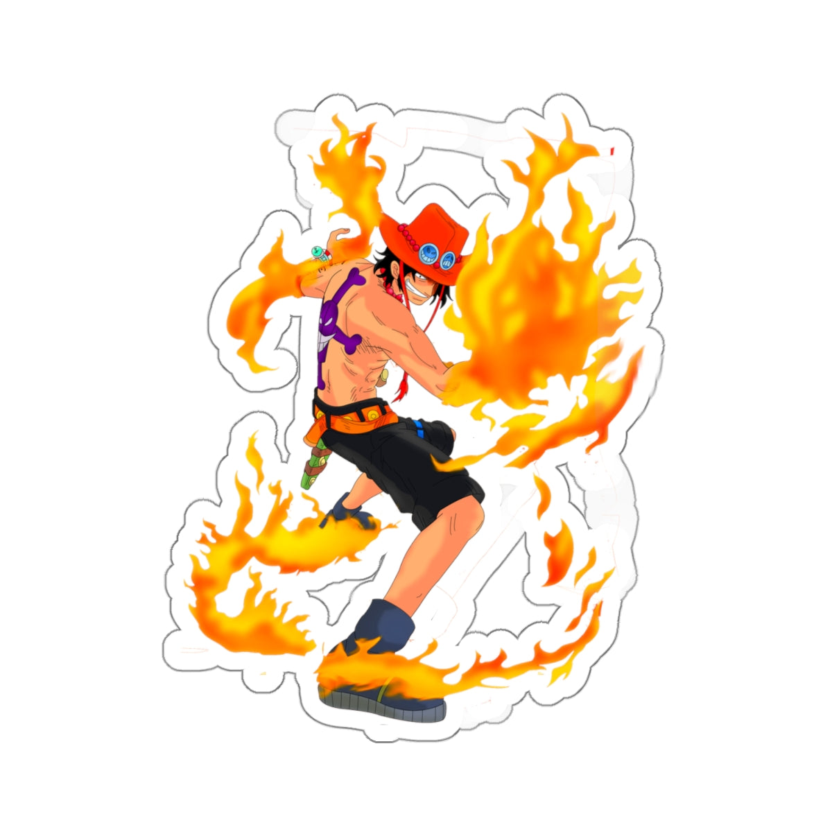 Portgas D. Ace Fire Fist Kiss-Cut Sticker – Flames of the Pirate King