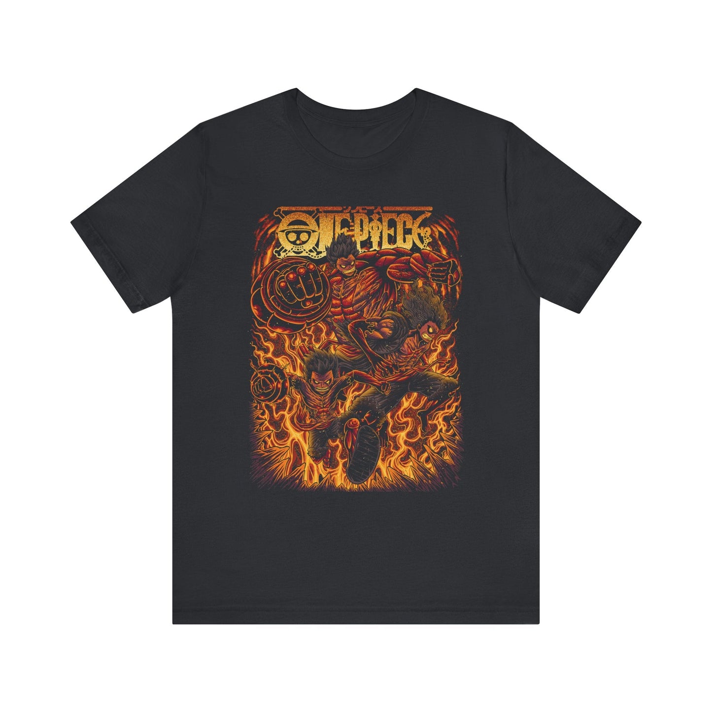 Luffy Gear 4 Evolution Tee – One Piece Boundman, Tankman & Snakeman T-Shirt Printify