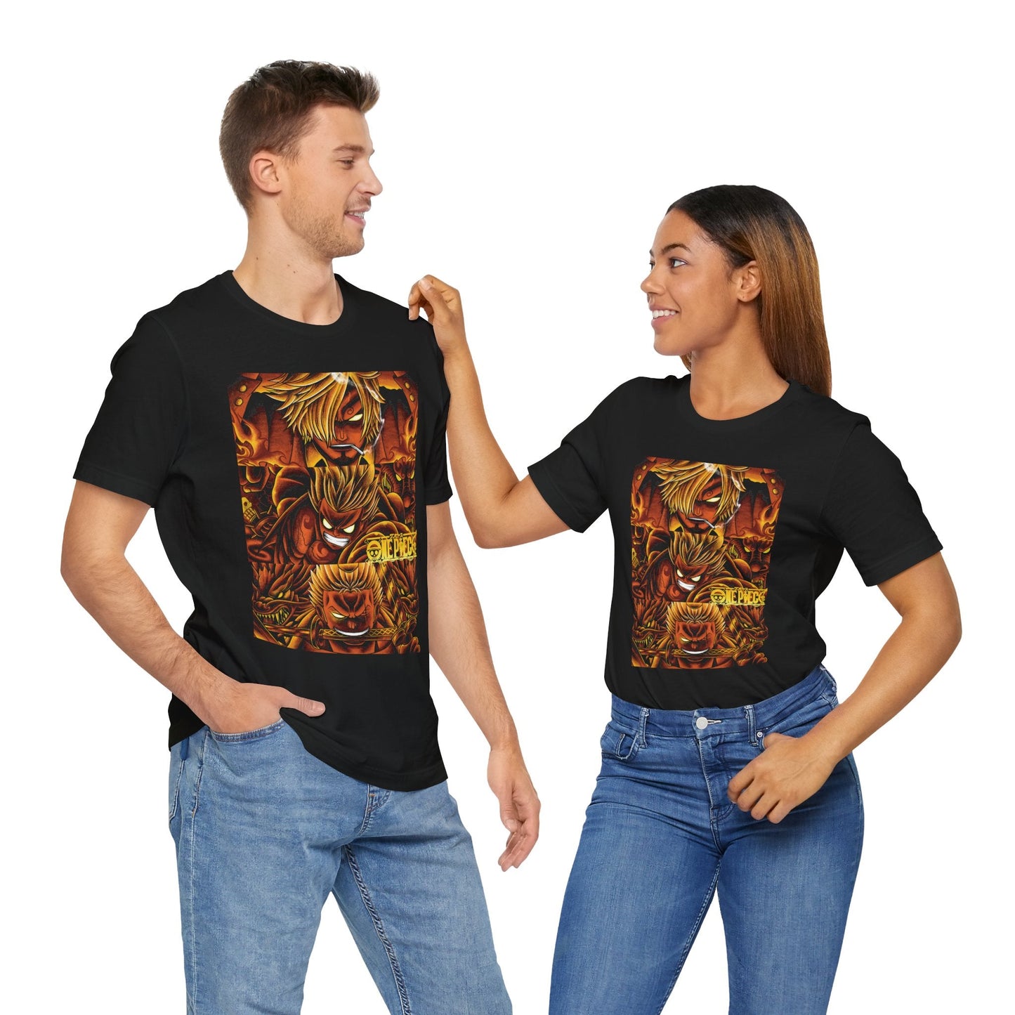 One Piece Fiery Heroes Tee – Straw Hats Graphic T-Shirt Printify