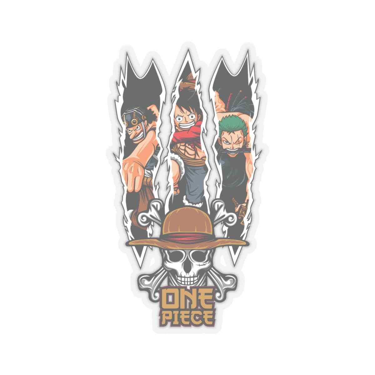One Piece Trio Kiss-Cut Sticker – Luffy, Zoro & Usopp in Action