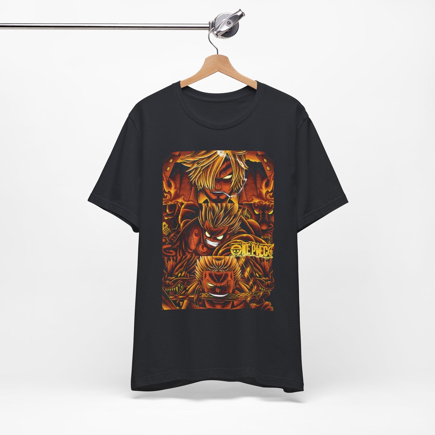 One Piece Fiery Heroes Tee – Straw Hats Graphic T-Shirt Printify