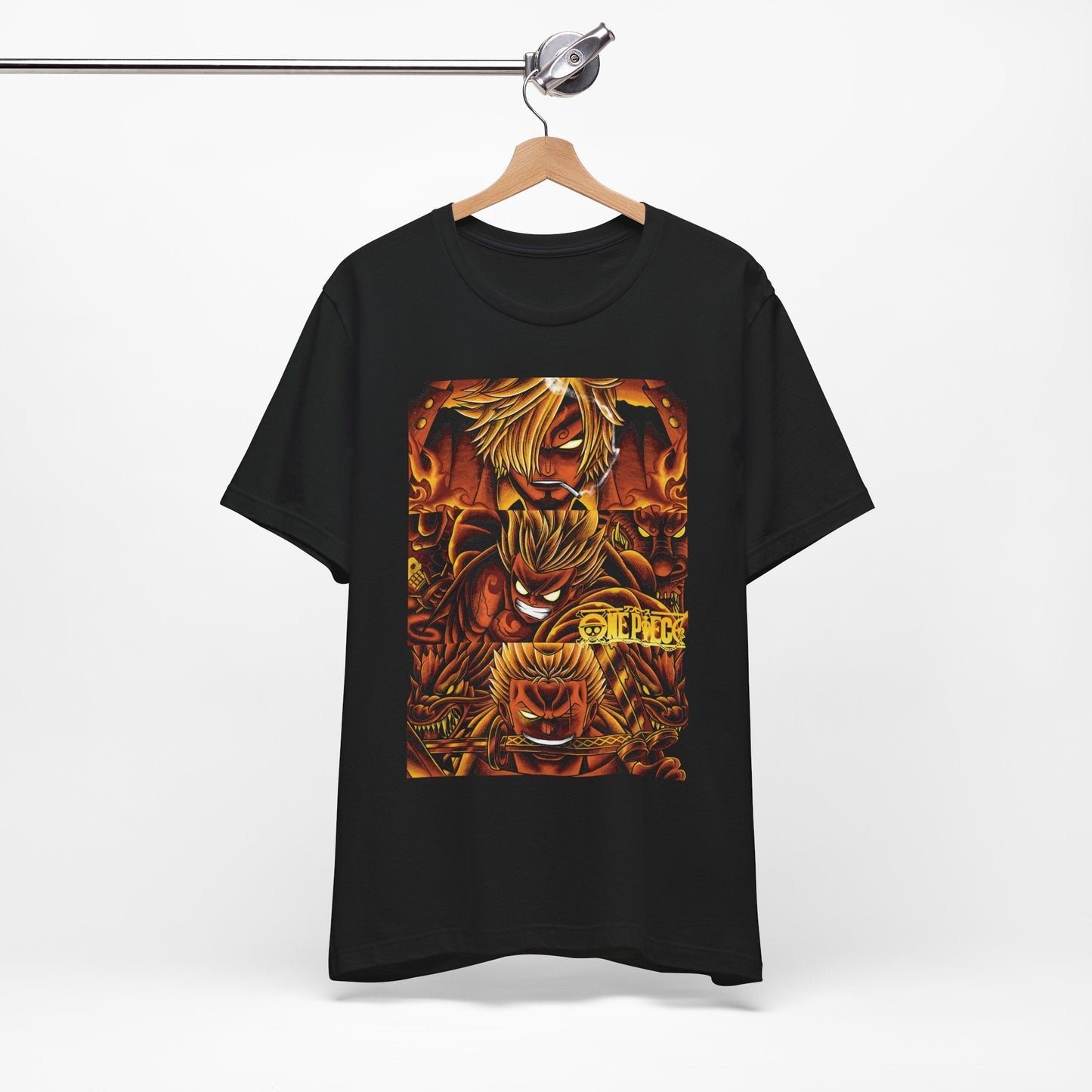 One Piece Fiery Heroes Tee – Straw Hats Graphic T-Shirt Printify