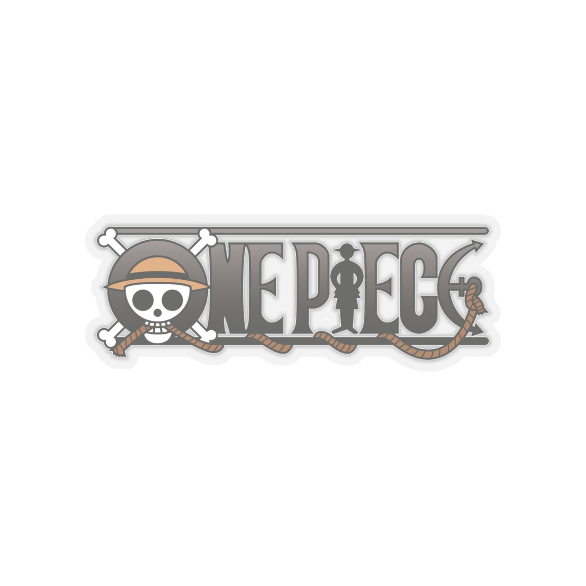 One Piece Logo Kiss-Cut Sticker – Classic Monochrome Design