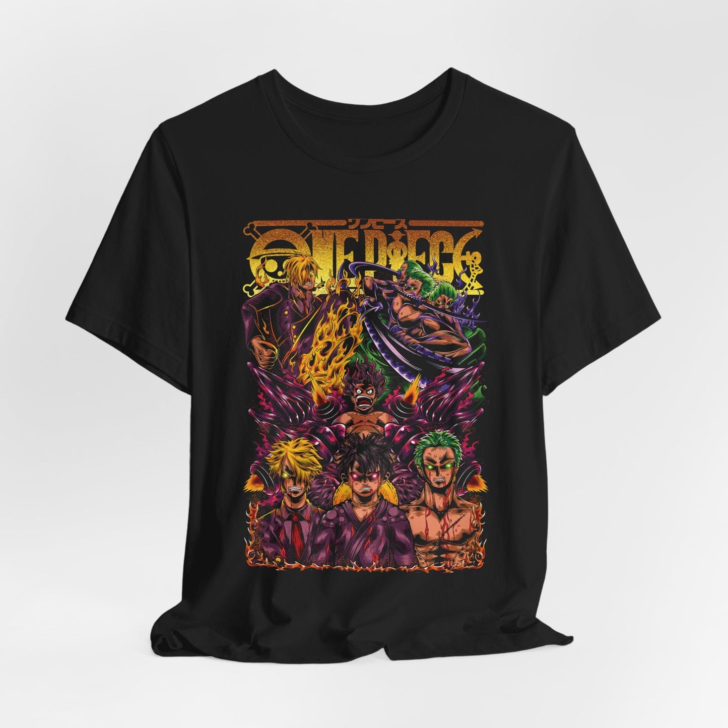 One Piece Trio of Legends Tee – Luffy, Zoro & Sanji Power-Up Printify