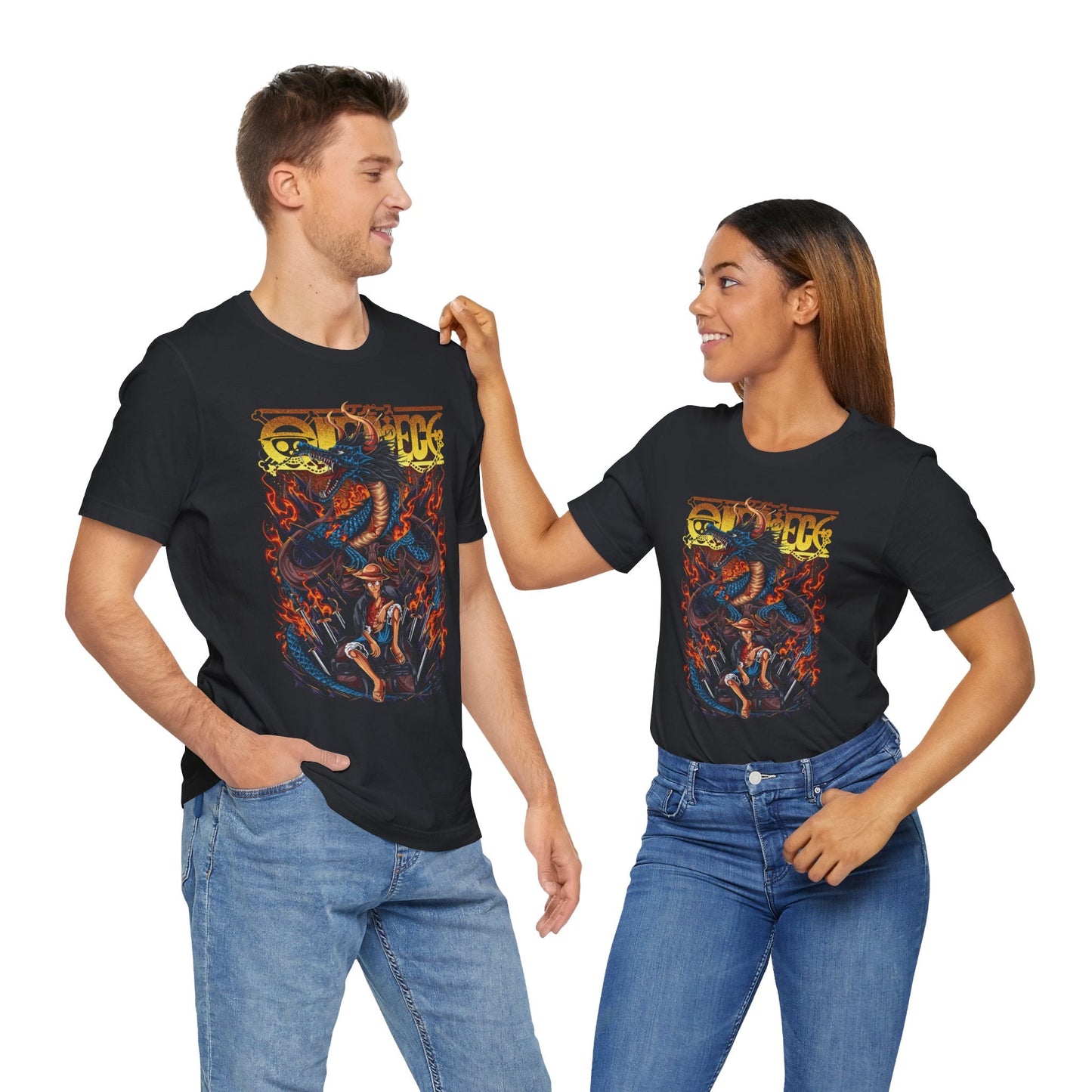 Monkey D. Luffy Flame Dragon Tee – One Piece Inspired Graphic T-Shirt Printify