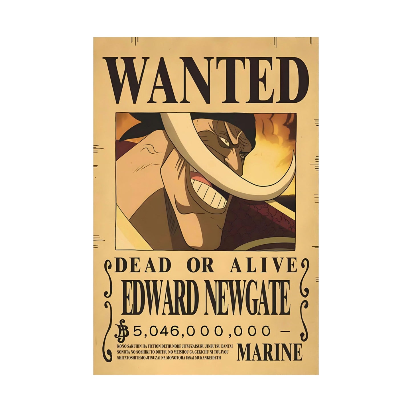One Piece Edward Newgate Wanted Poster - Premium Matte Art Print