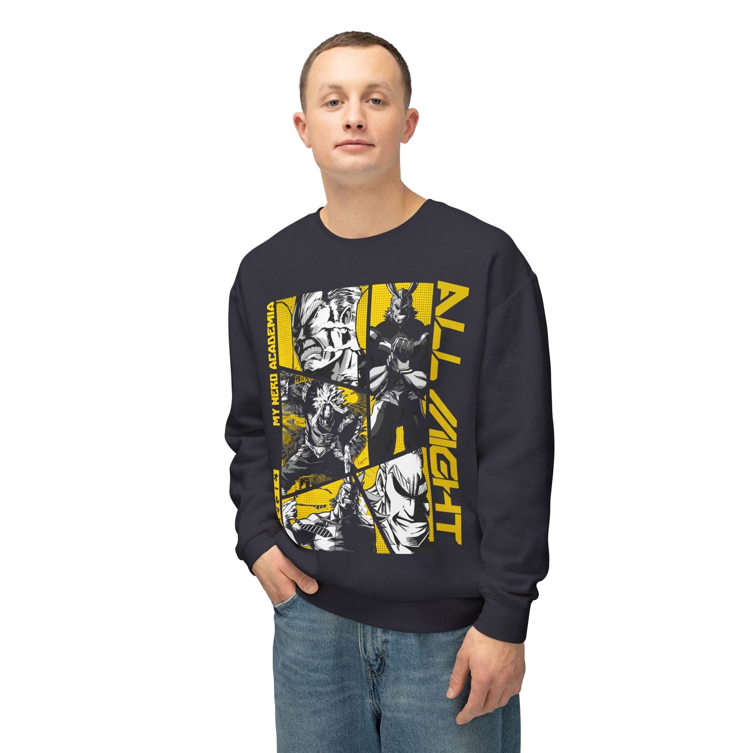 All Might Crewneck Sweatshirt - Bold Yellow My Hero Academia Design - AnimeKraf.com