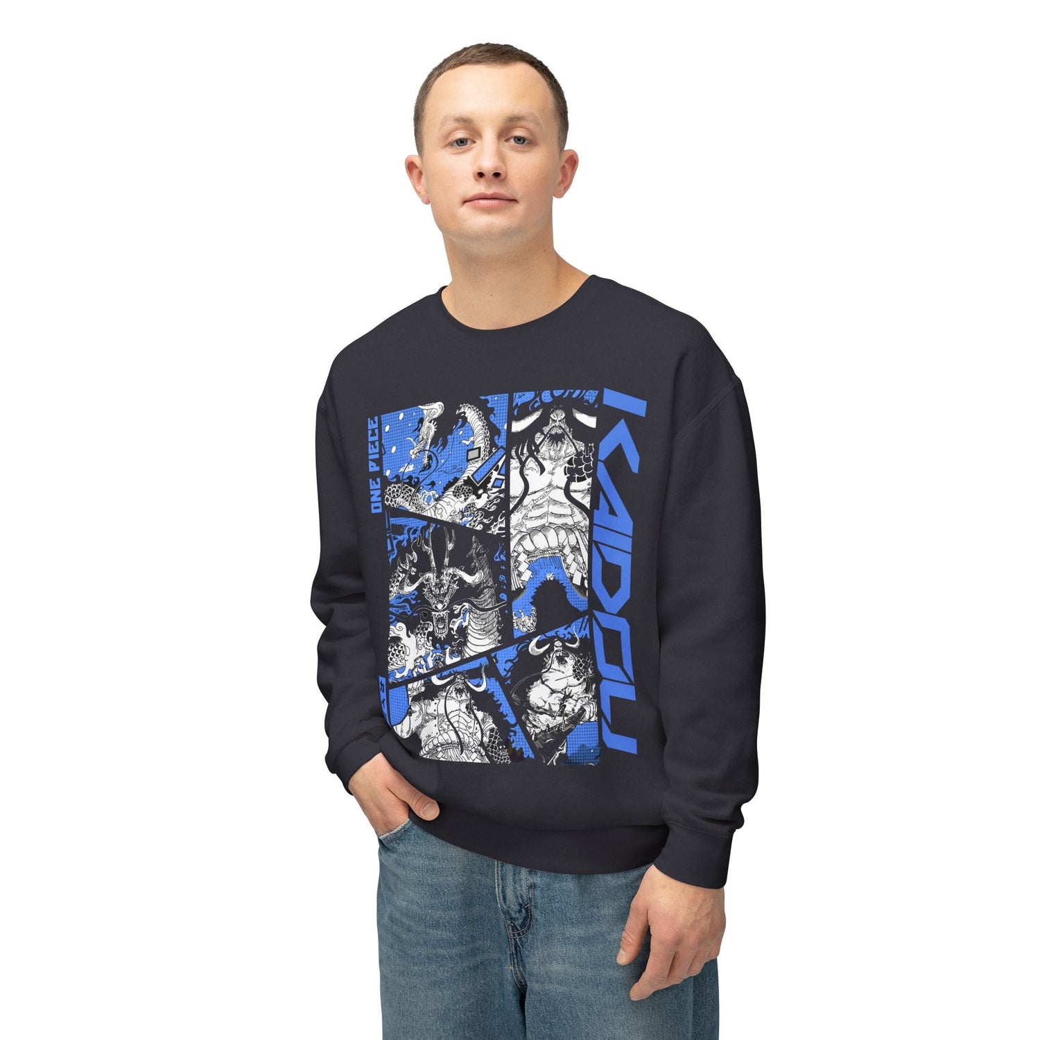 Kaido Crewneck Sweatshirt – Fierce Blue One Piece Apparel - AnimeKraf.com