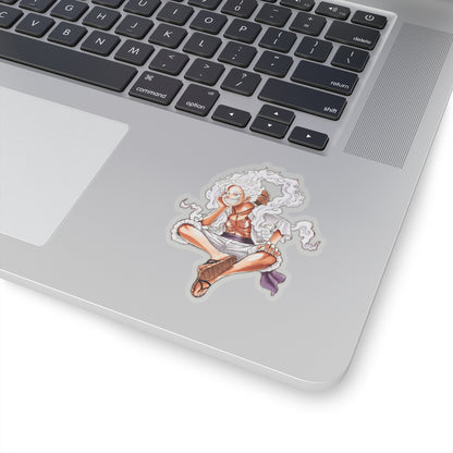 Monkey D. Luffy Gear 5 Mode Kiss-Cut Sticker – Iconic Sitting Pose