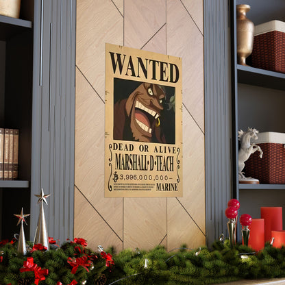 One Piece Marshall D. Teach Wanted Poster - Premium Matte Art Print