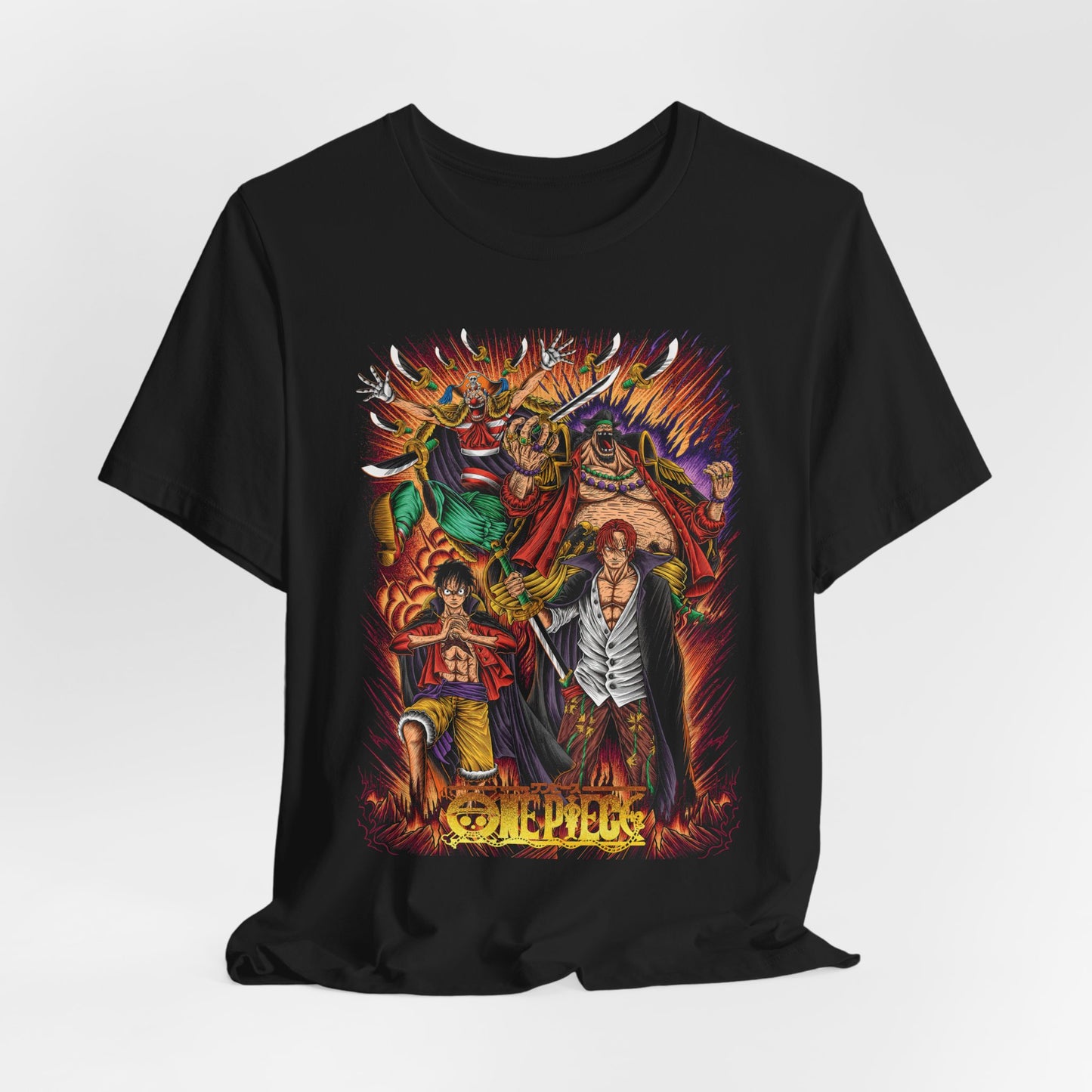 Pirate Kings Clash Tee – One Piece Yonko & Luffy Epic Battle Design