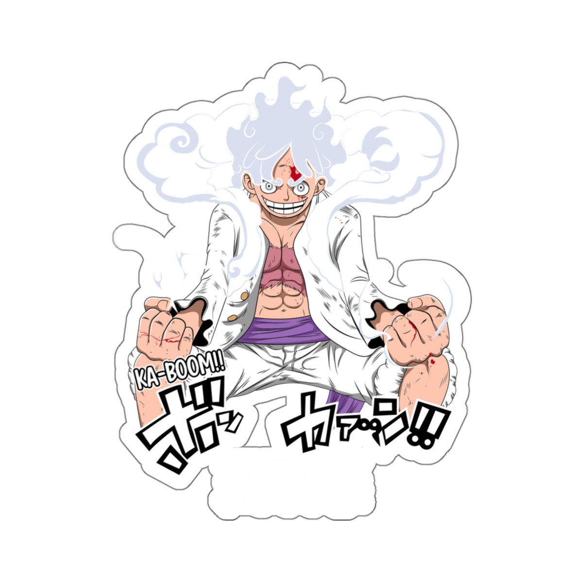 Luffy Gear 5 Ka-Boom Kiss-Cut Sticker – Epic One Piece Moment