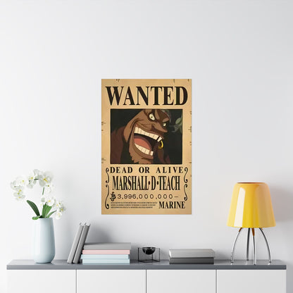 One Piece Marshall D. Teach Wanted Poster - Premium Matte Art Print