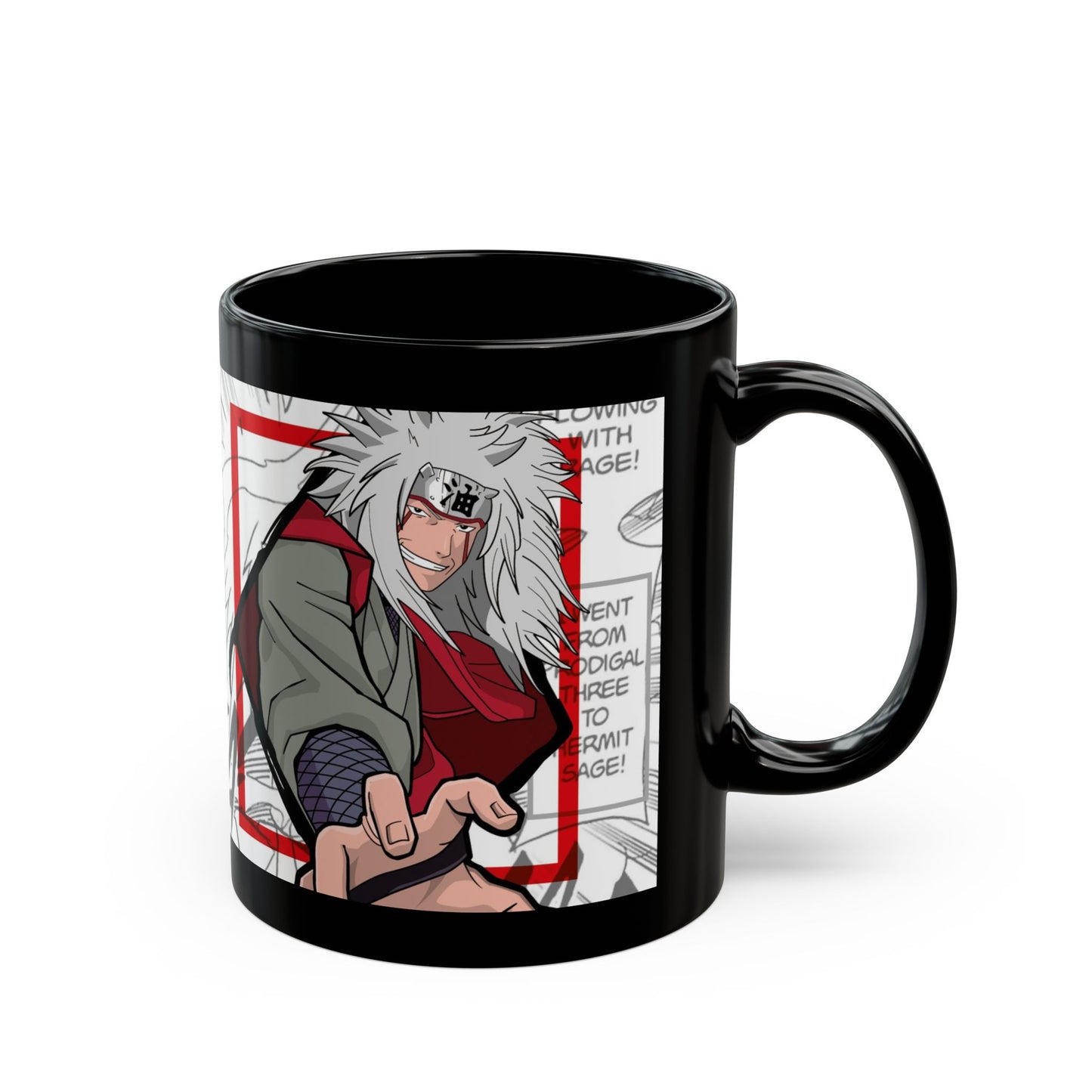 Ero-Sennin Jiraiya Black Ceramic Mug - Naruto Inspired Gift