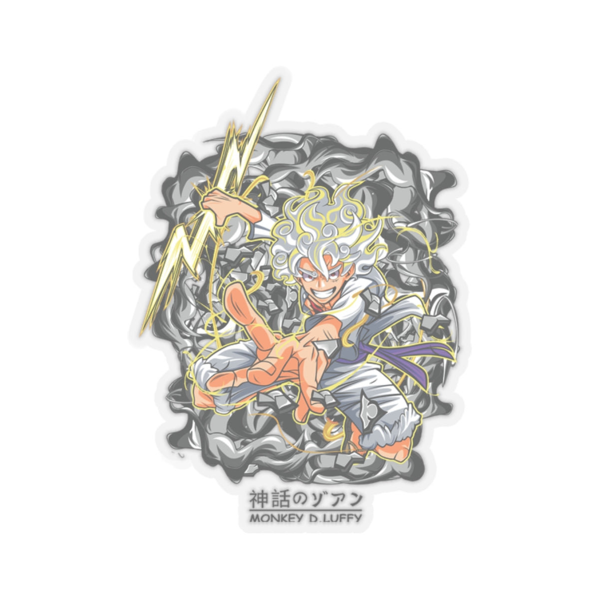 Luffy Gear 5 Thunder Strike Kiss-Cut Sticker – One Piece Divine Power