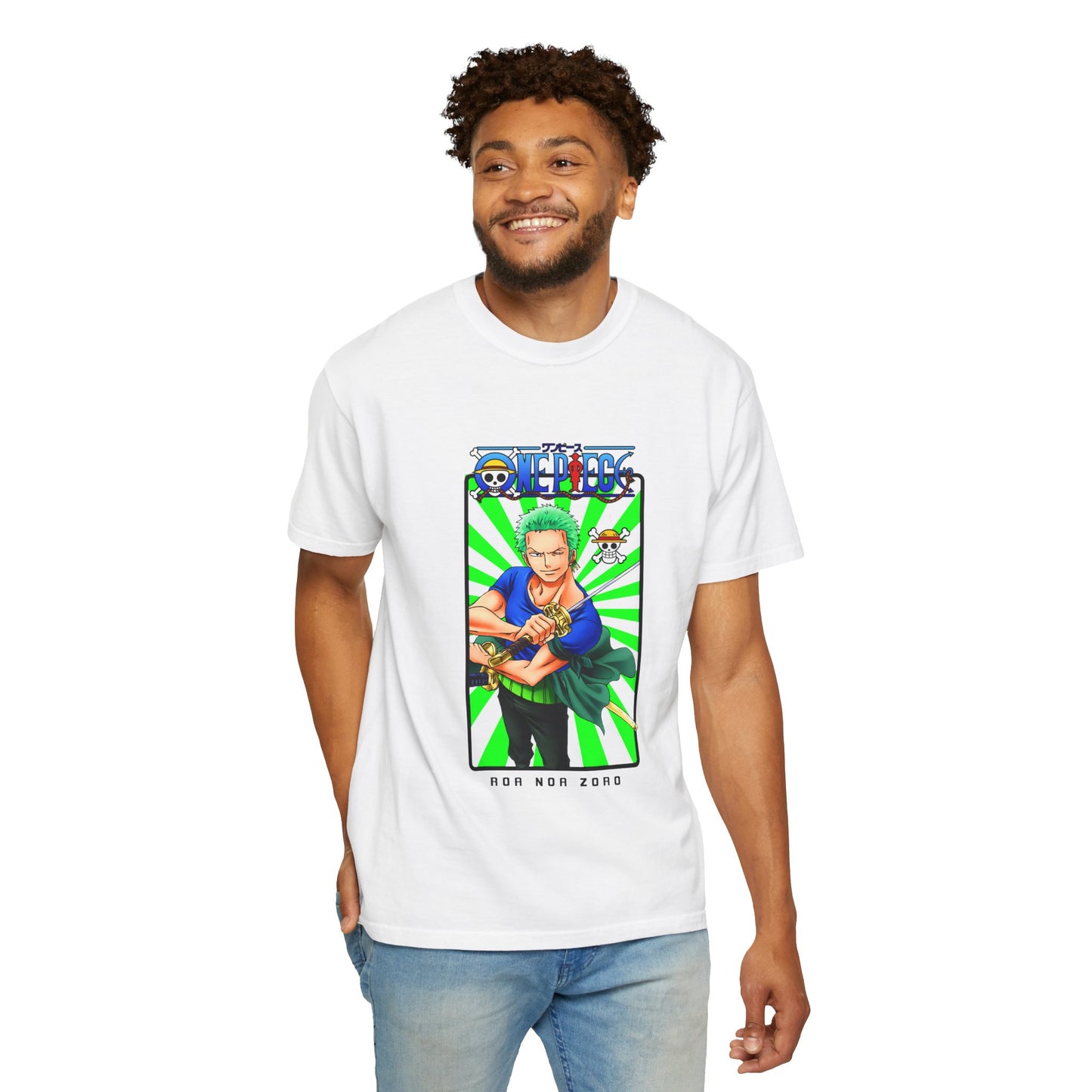 Garment-Dyed Roronoa Zoro T-Shirt – One Piece Three-Sword Style Power