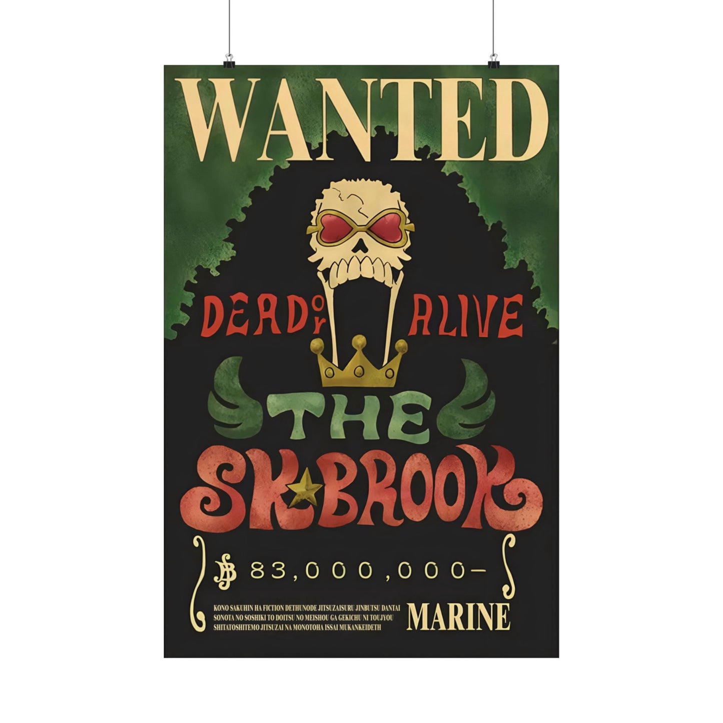 One Piece Brook (The Musician) Wanted Poster - Premium Matte Art Print