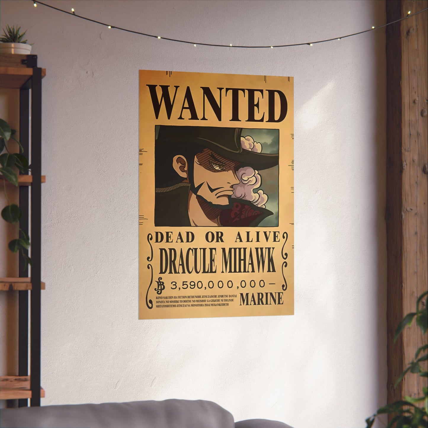 One Piece Dracule Mihawk Wanted Poster - Premium Matte Art Print