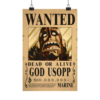 One Piece God Usopp Wanted Poster - Premium Matte Art Print