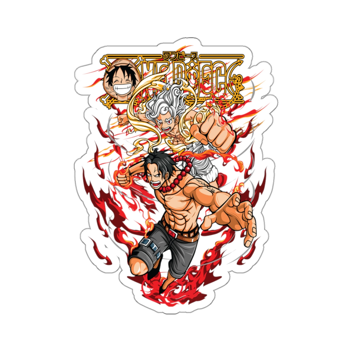 Ace and Luffy One Piece Kiss-Cut Sticker - Fire Fist Action