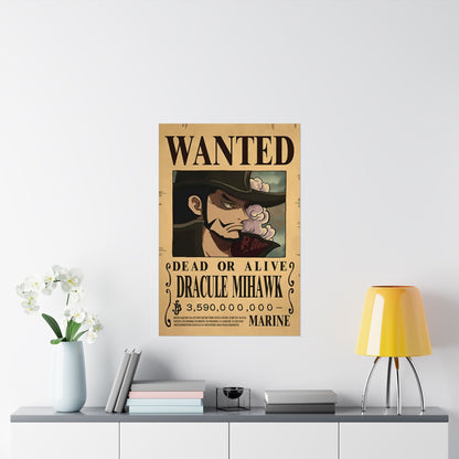 One Piece Dracule Mihawk Wanted Poster - Premium Matte Art Print