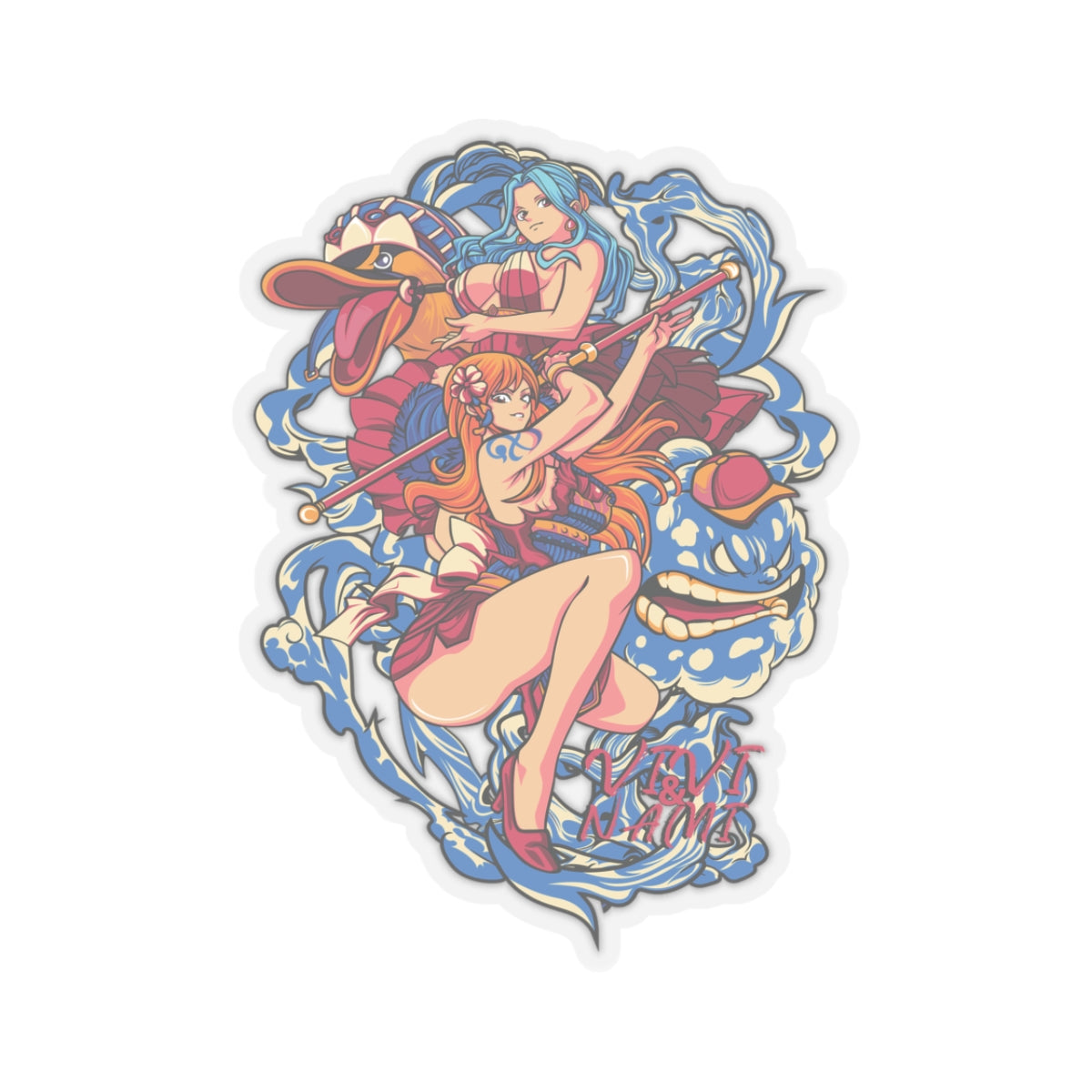 Nami & Vivi One Piece Kiss-Cut Sticker – The Dynamic Duo of Elegance and Strength