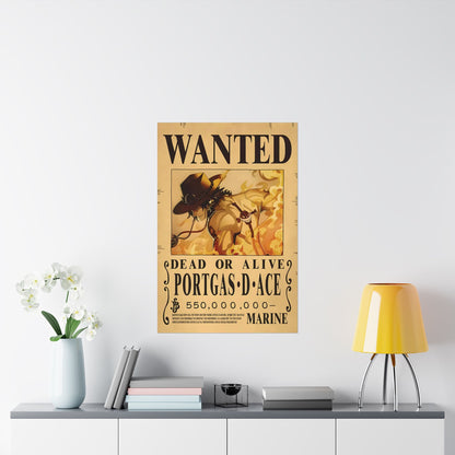 One Piece Portgas D. Ace Wanted Poster - Premium Matte Art Print