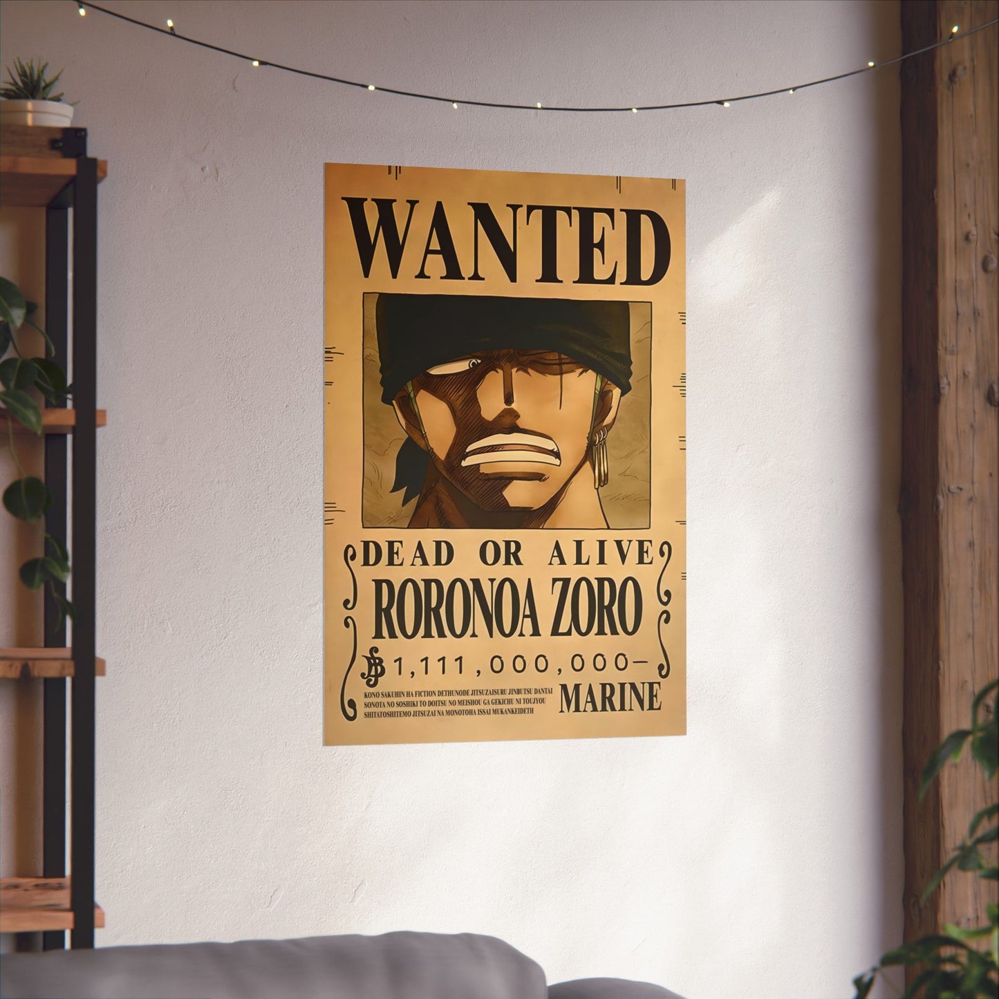 One Piece Roronoa Zoro Wanted Poster - Premium Matte Art Print