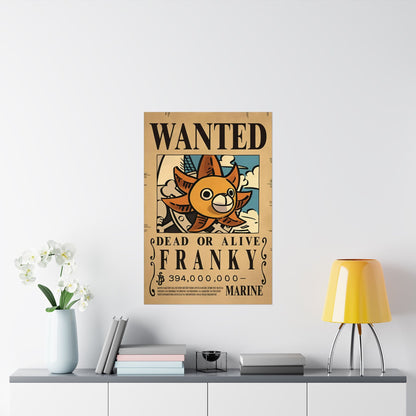 One Piece Franky Wanted Poster - Premium Matte Art Print