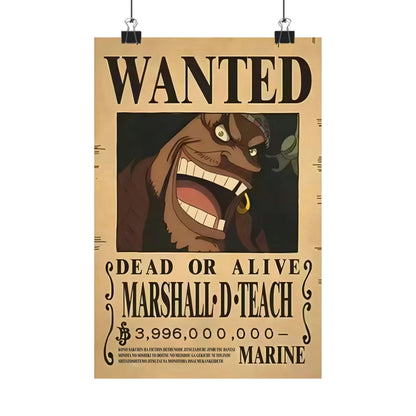 One Piece Marshall D. Teach Wanted Poster - Premium Matte Art Print