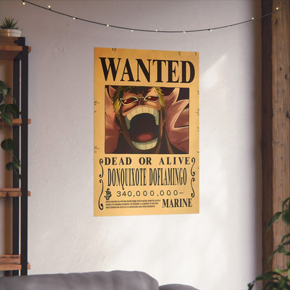 One Piece Donquixote Doflamingo Wanted Poster - Premium Matte Art Print